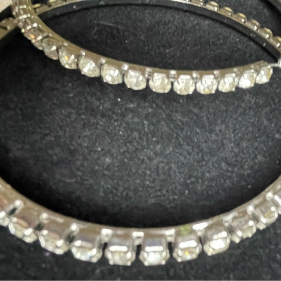Large rhinestone hoop earrings 4” - Picture 5 of 5